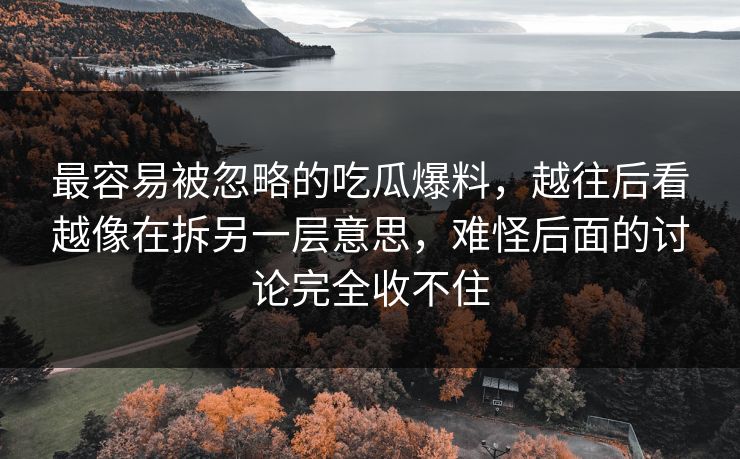 最容易被忽略的吃瓜爆料，越往后看越像在拆另一层意思，难怪后面的讨论完全收不住