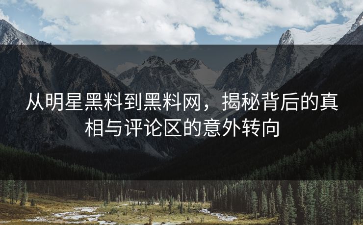 从明星黑料到黑料网，揭秘背后的真相与评论区的意外转向