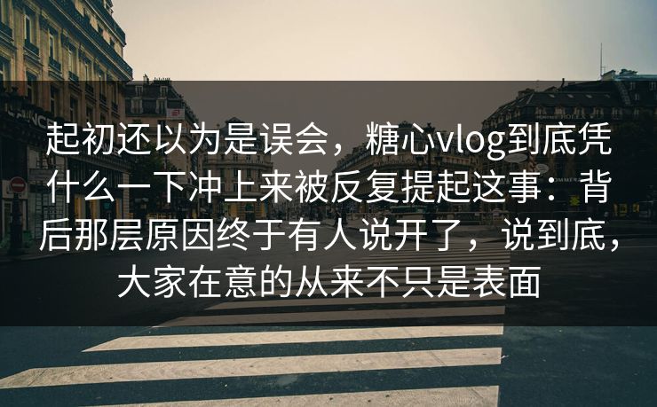 起初还以为是误会,糖心vlog到底凭什么一下冲上来被反复提起这事:背后那层原因终于有人说开了,说到底,大家在意的从来不只是表面