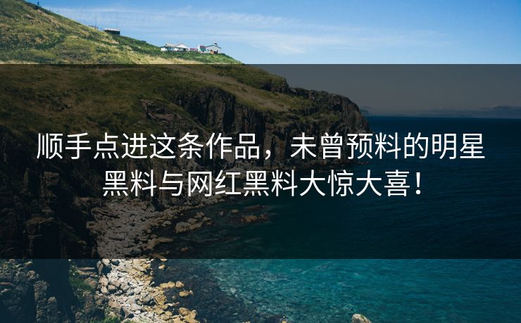 顺手点进这条作品,未曾预料的明星黑料与网红黑料大惊大喜!