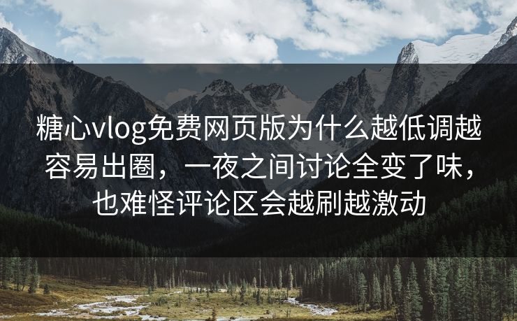 糖心vlog免费网页版为什么越低调越容易出圈，一夜之间讨论全变了味，也难怪评论区会越刷越激动