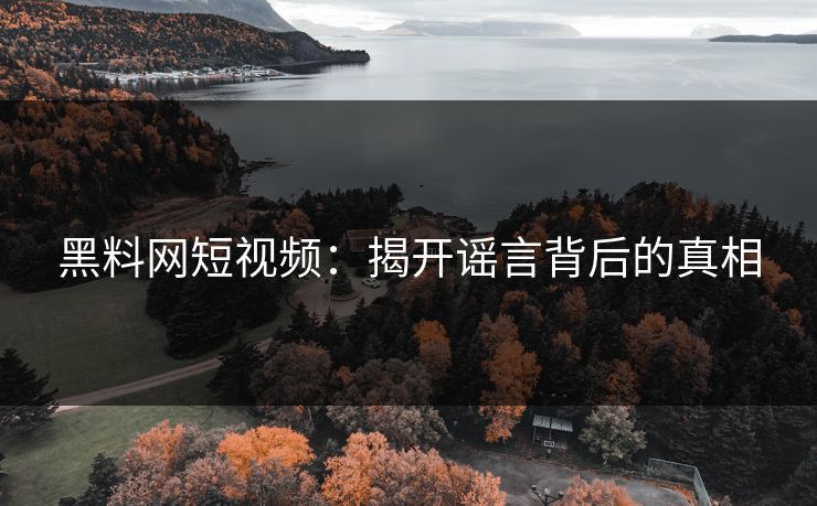 黑料网短视频：揭开谣言背后的真相