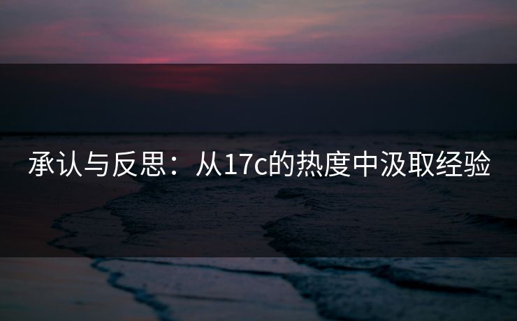 承认与反思：从17c的热度中汲取经验