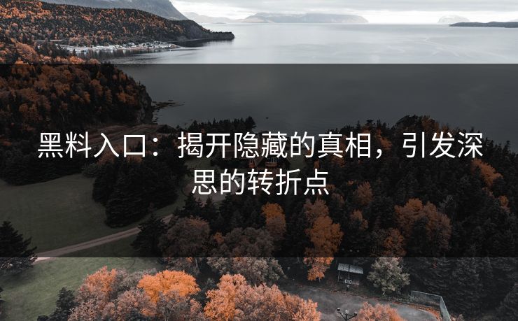 黑料入口：揭开隐藏的真相，引发深思的转折点